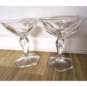 SET/2 Crystal Vintage Controlled Bubble Glasses, Cocktail Stemware Barware, EUC
